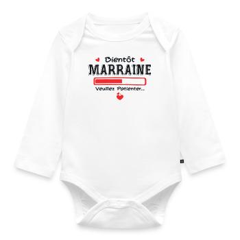 Bientôt marraine - Humour Marraine Future Marraine - Body Bébé bio manches longues - blanc - Devant