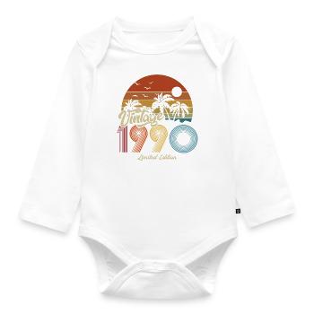 1990 Vintage Anniversaire Rétro Vintage Cadeau - Body Bébé bio manches longues - blanc - Devant