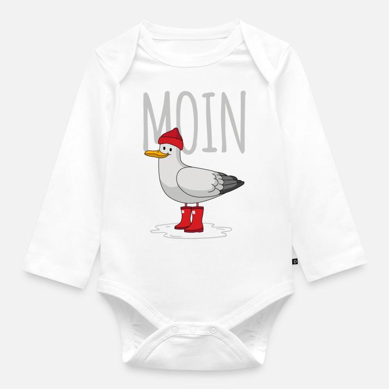 Moin Möwe - Baby Bio-Langarm-Body - Weiß