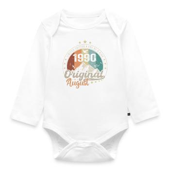 Août 1990 Cadeau D'anniversaire Août 1990 Vintage - Body Bébé bio manches longues - blanc - Devant