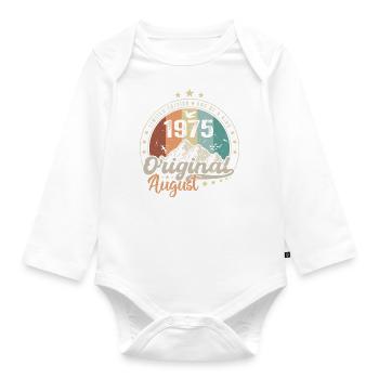 August 1975 Geburtstagsgeschenk August 1975 Jahrgang - Baby Bio-Langarm-Body - Weiß - Vorne