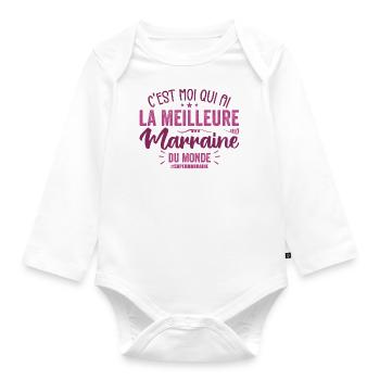 Meilleure Marraine Super Marraine Cadeau Marraine - Body Bébé bio manches longues - blanc - Devant
