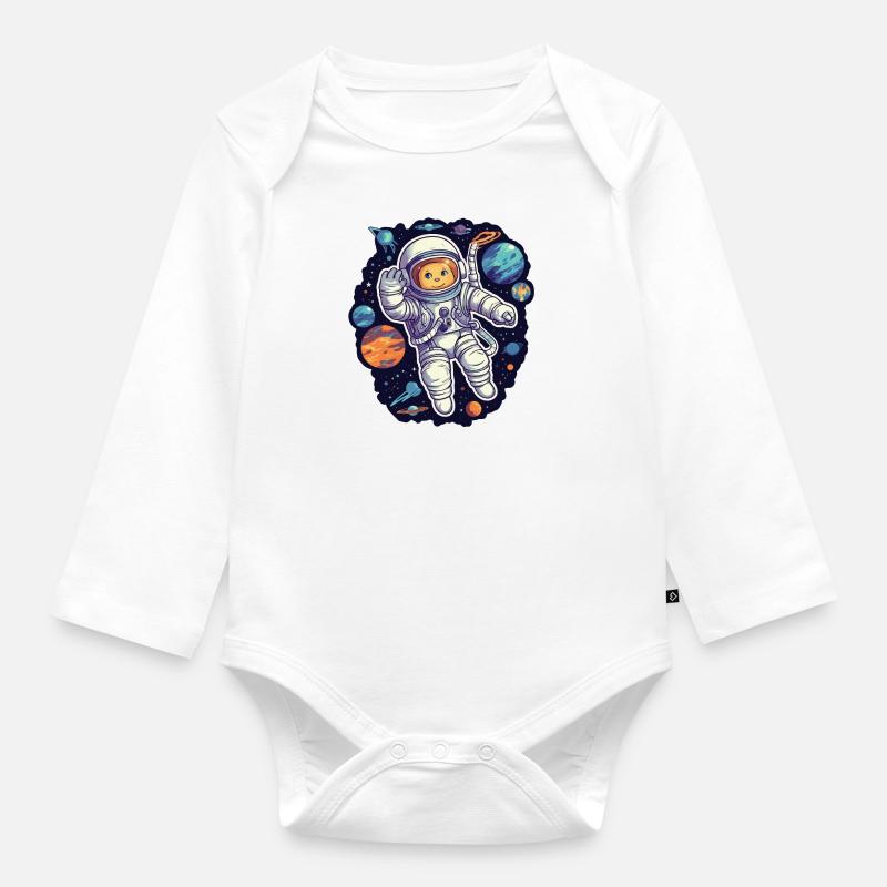 Katze Space Astronaut - Baby Bio-Langarm-Body - Weiß