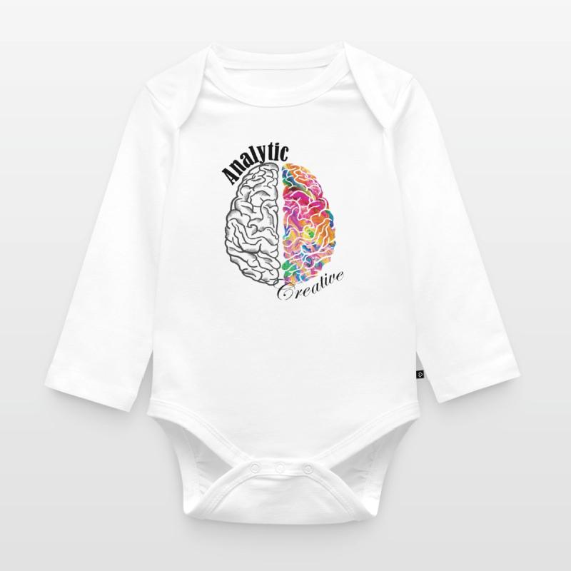 Analytic Creative Brain Left Brained Right Brained Organic Longsleeve Baby Bodysuit