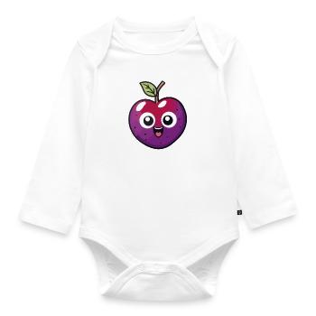 Kawaii Pflaume - Baby Bio-Langarm-Body - Weiß - Vorne