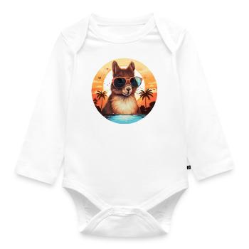 Cool squirrel silhouette, sunset with - Organic Longsleeve Baby Bodysuit - white - Front