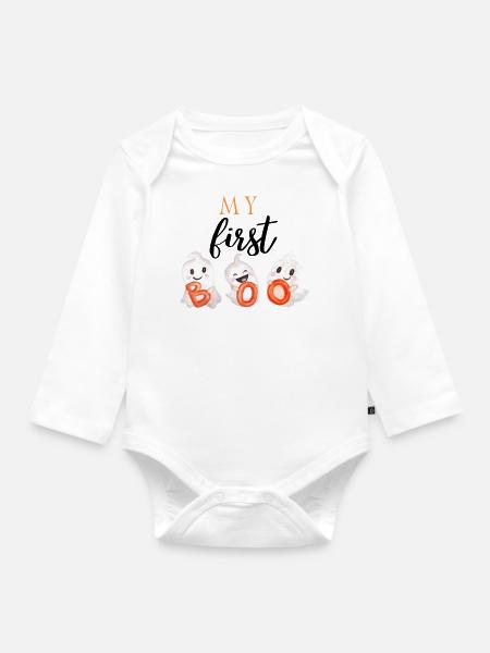 My first Boo-hell - Baby Bio-Langarm-Body - Weiß