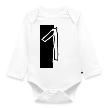Number One - Organic Longsleeve Baby Bodysuit - white - Front