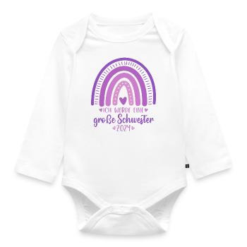 Ich werde eine große Schwester 2024 - Baby Bio-Langarm-Body - Weiß - Vorne
