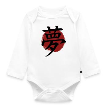 Traum-Kanji - Baby Bio-Langarm-Body - Weiß - Vorne