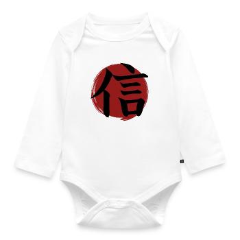 Glaubens-Kanji - Baby Bio-Langarm-Body - Weiß - Vorne