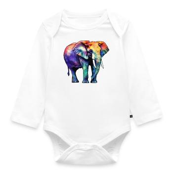 Elephant - Organic Longsleeve Baby Bodysuit - white - Front
