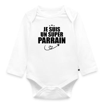 Je Suis Un Super Parrain - Body Bébé bio manches longues - blanc - Devant