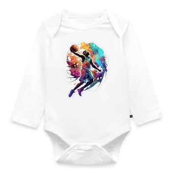 Basketballspieler - Baby Bio-Langarm-Body - Weiß - Vorne