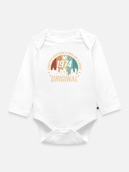 1974 Geburtstagsgeschenk Timeless '74 Vintage 1974 - Baby Bio-Langarm-Body - Weiß