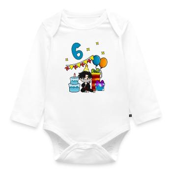 With Ninja - Boys Birthday 6 Years - Organic Longsleeve Baby Bodysuit - white - Front