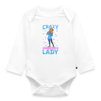 Crazy Harmonica Lady - Organic Longsleeve Baby Bodysuit - white - Front
