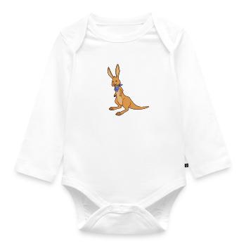 Kawaii Kangaroo - Organic Longsleeve Baby Bodysuit - white - Front