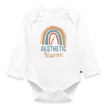 Aesthetic Nurse Rainbow - Organic Longsleeve Baby Bodysuit - white - Front