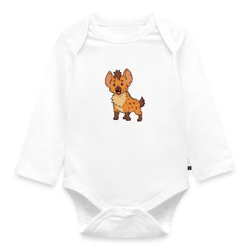 Kawaii Hyena - Organic Longsleeve Baby Bodysuit - white - Front