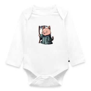 Mignon Chat Grim Reaper - Body Bébé bio manches longues - blanc - Devant