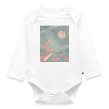 Whales in the clouds - Organic Longsleeve Baby Bodysuit - white - Front