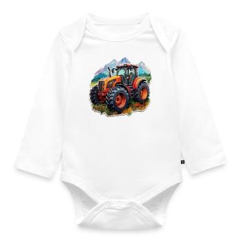 Tractor - Organic Longsleeve Baby Bodysuit - white - Front