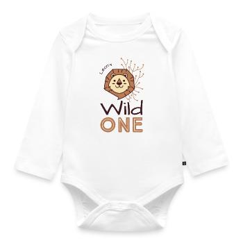 Leon Wild One 1 Birthday Leo - Organic Longsleeve Baby Bodysuit - white - Front