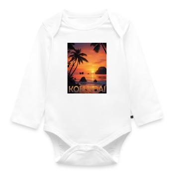 Thailand Koh Ngai Sonnenuntergang Urlaubsziel - Baby Bio-Langarm-Body - Weiß - Vorne