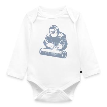 Welder silhouette during arc welding - Organic Longsleeve Baby Bodysuit - white - Front