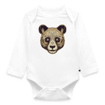 Panda Portrait - Baby Bio-Langarm-Body - Weiß - Vorne