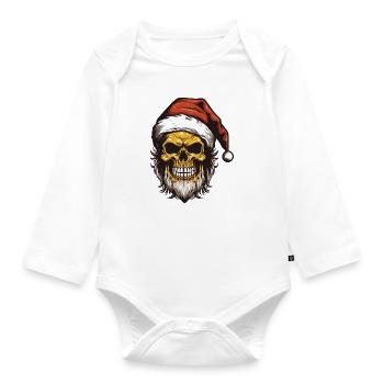 Weihnachtsmann Totenkopf Weihnachten - Baby Bio-Langarm-Body - Weiß - Vorne
