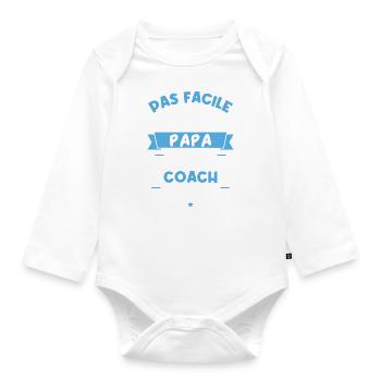Papa et Coach - Body Bébé bio manches longues - blanc - Devant