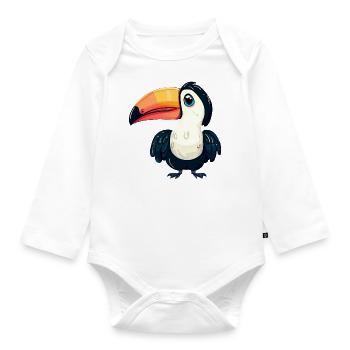 Toucan: Tropical bird par excellence - Organic Longsleeve Baby Bodysuit - white - Front