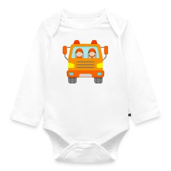 Truck Garbage Collector Garbage Man Truck Garbage Car Orange - Organic Longsleeve Baby Bodysuit - white - Front