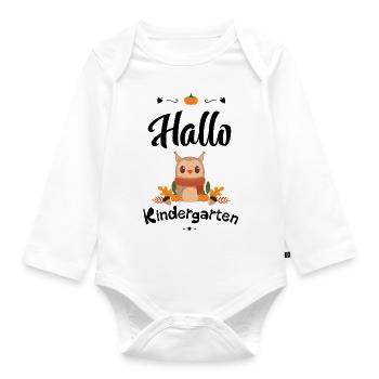 süßes Eulen Design mit Herbstmotiven - Baby Bio-Langarm-Body - Weiß - Vorne