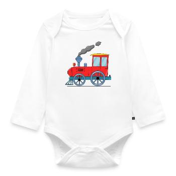 Train pour enfants rouge - Body Bébé bio manches longues - blanc - Devant