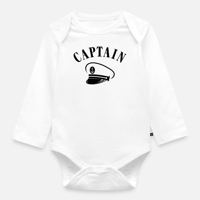 CASQUETTE DE CAPITAINE - Body Bébé bio manches longues - blanc