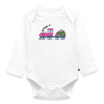 Train pour enfants avec remorque rose - Body Bébé bio manches longues - blanc - Devant