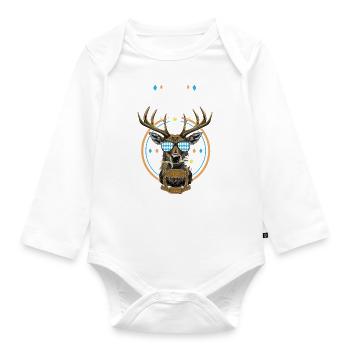 Mei Lederhosn is in da Wäsch Lederhosen Ersatz - Organic Longsleeve Baby Bodysuit - white - Front