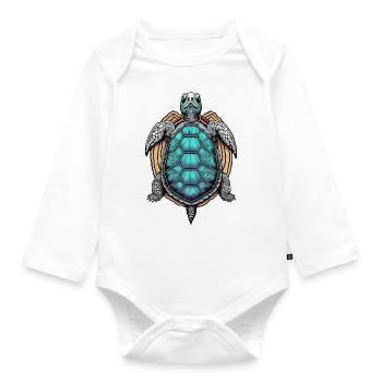 Psychedelic Turtle - Organic Longsleeve Baby Bodysuit - white - Front
