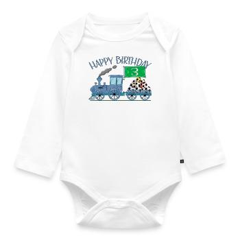 Train pour enfants Chemin de fer Joyeux anniversaire Football 3 - Body Bébé bio manches longues - blanc - Devant