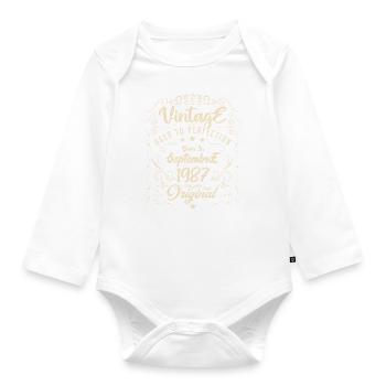 Born in September 1987. Birthday September 1987. - Organic Longsleeve Baby Bodysuit - white - Front