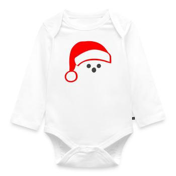 ADORABLE TÊTE DE PÈRE NOËL STYLISÉE MINIMALISTE - Body Bébé bio manches longues - blanc - Devant