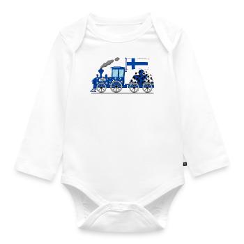 Finlande Flag Football Chemin de fer - Body Bébé bio manches longues - blanc - Devant