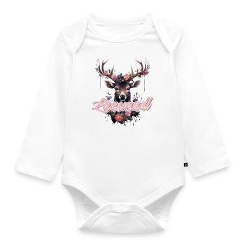 Lausmadl Mädchen Damen Trachtenshirt Kind Madl - Baby Bio-Langarm-Body - Weiß - Vorne