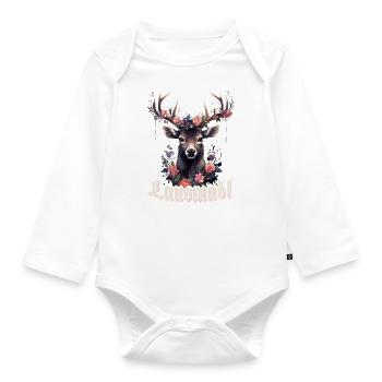 Lausmadl Mädchen Damen Trachtenshirt Kind Madl - Baby Bio-Langarm-Body - Weiß - Vorne