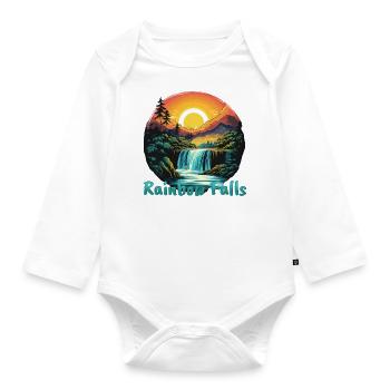 Hawaii Rainbow Falls Sonnenuntergang Design - Baby Bio-Langarm-Body - Weiß - Vorne