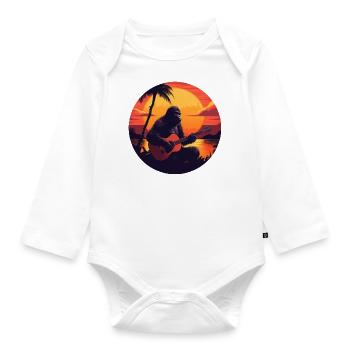 Gorilla-Gitarrist im Sunset: Akustik-Vibes Design - Baby Bio-Langarm-Body - Weiß - Vorne