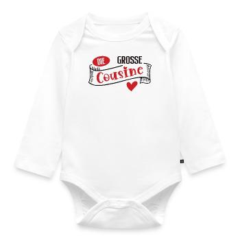 Grosse Cousine Outfit Schwester Große Cousinen - Baby Bio-Langarm-Body - Weiß - Vorne